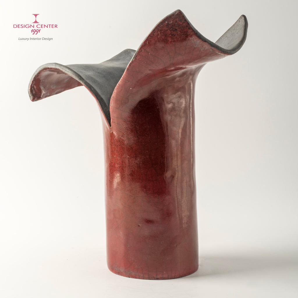 PETALI D'ORIENTE  AMARANTO - Vaso scultura in ceramica raku - Pezzo unico di Nino Basso