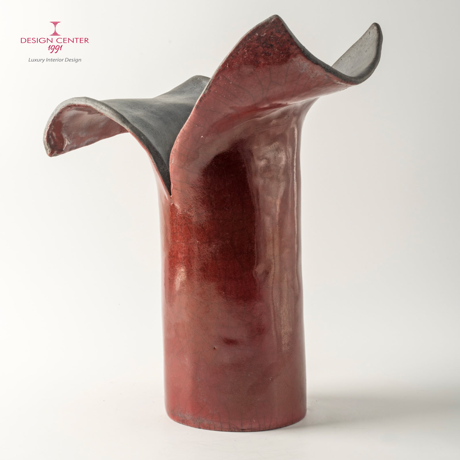 PETALI D'ORIENTE  AMARANTO - Vaso scultura in ceramica raku - Pezzo unico di Nino Basso