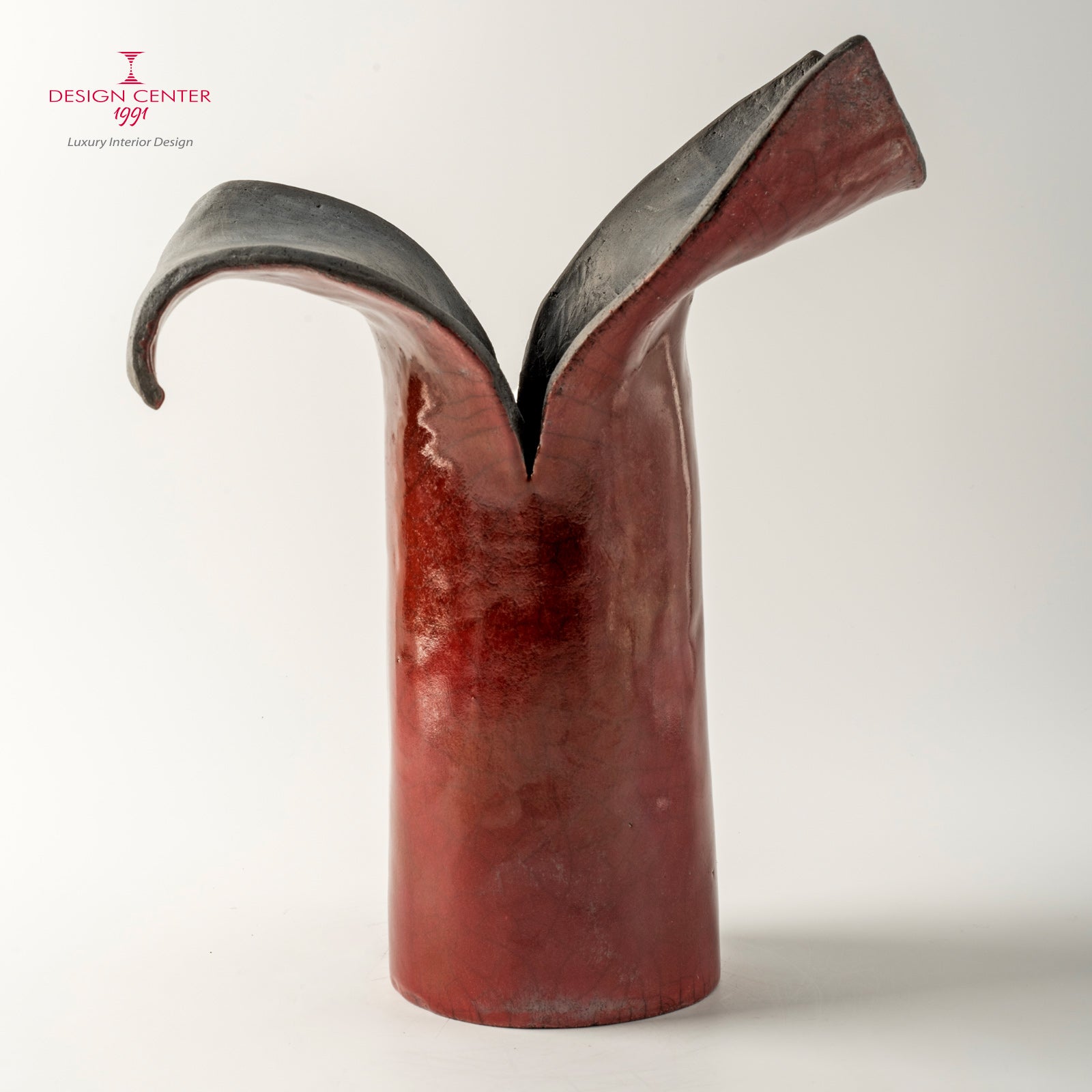 PETALI D'ORIENTE  AMARANTO - Vaso scultura in ceramica raku - Pezzo unico di Nino Basso