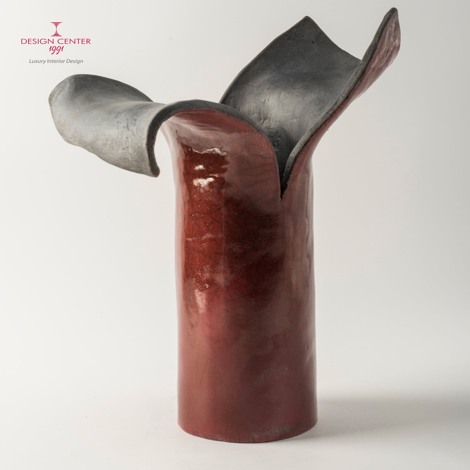 PETALI D'ORIENTE  AMARANTO - Vaso scultura in ceramica raku - Pezzo unico di Nino Basso