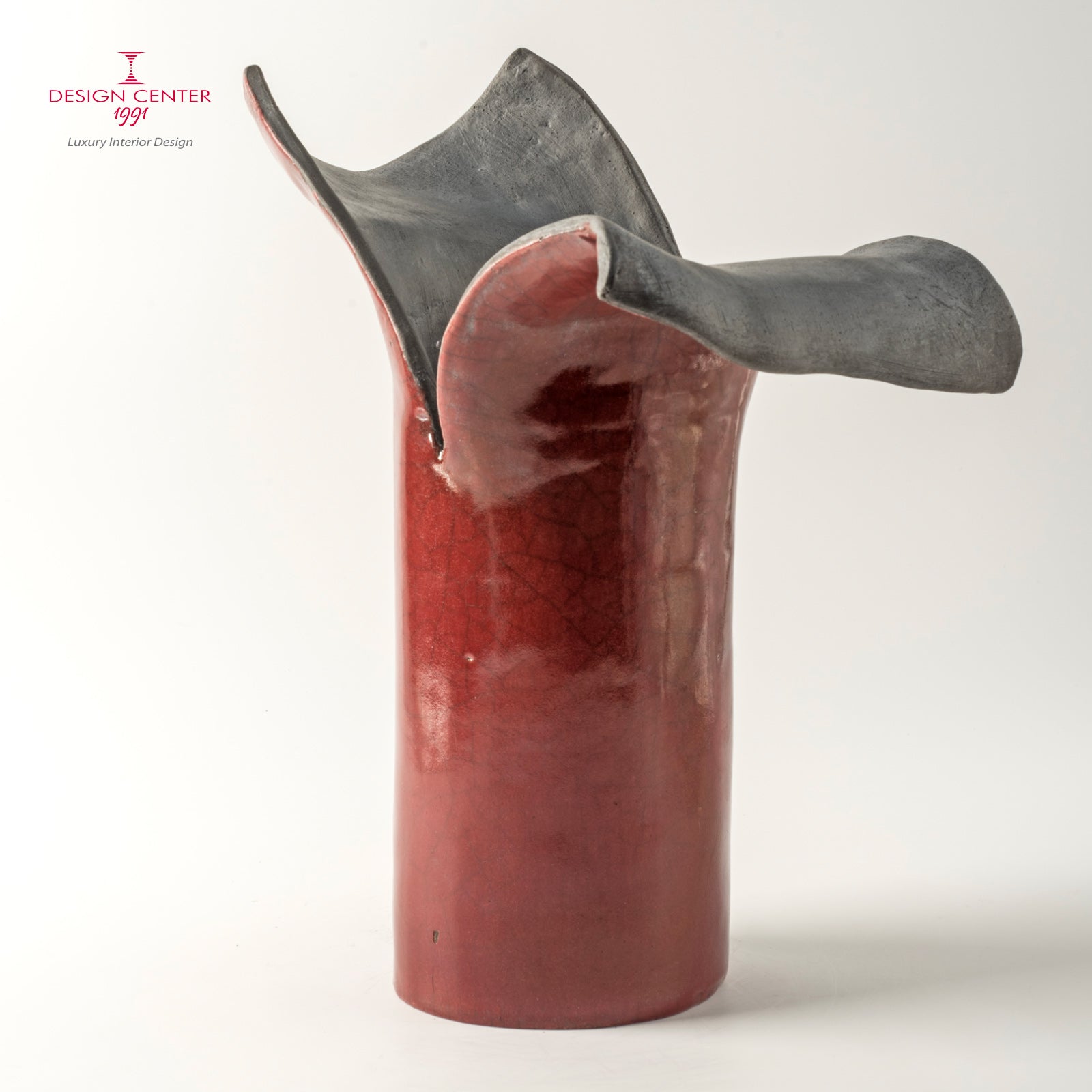 PETALI D'ORIENTE  AMARANTO - Vaso scultura in ceramica raku - Pezzo unico di Nino Basso