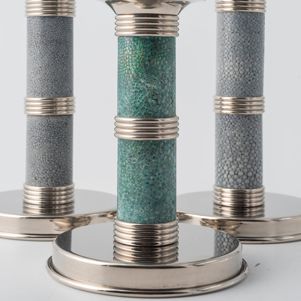 Candeliere in shagreen verde smeraldo - Collezione Galucharme di Nino Basso