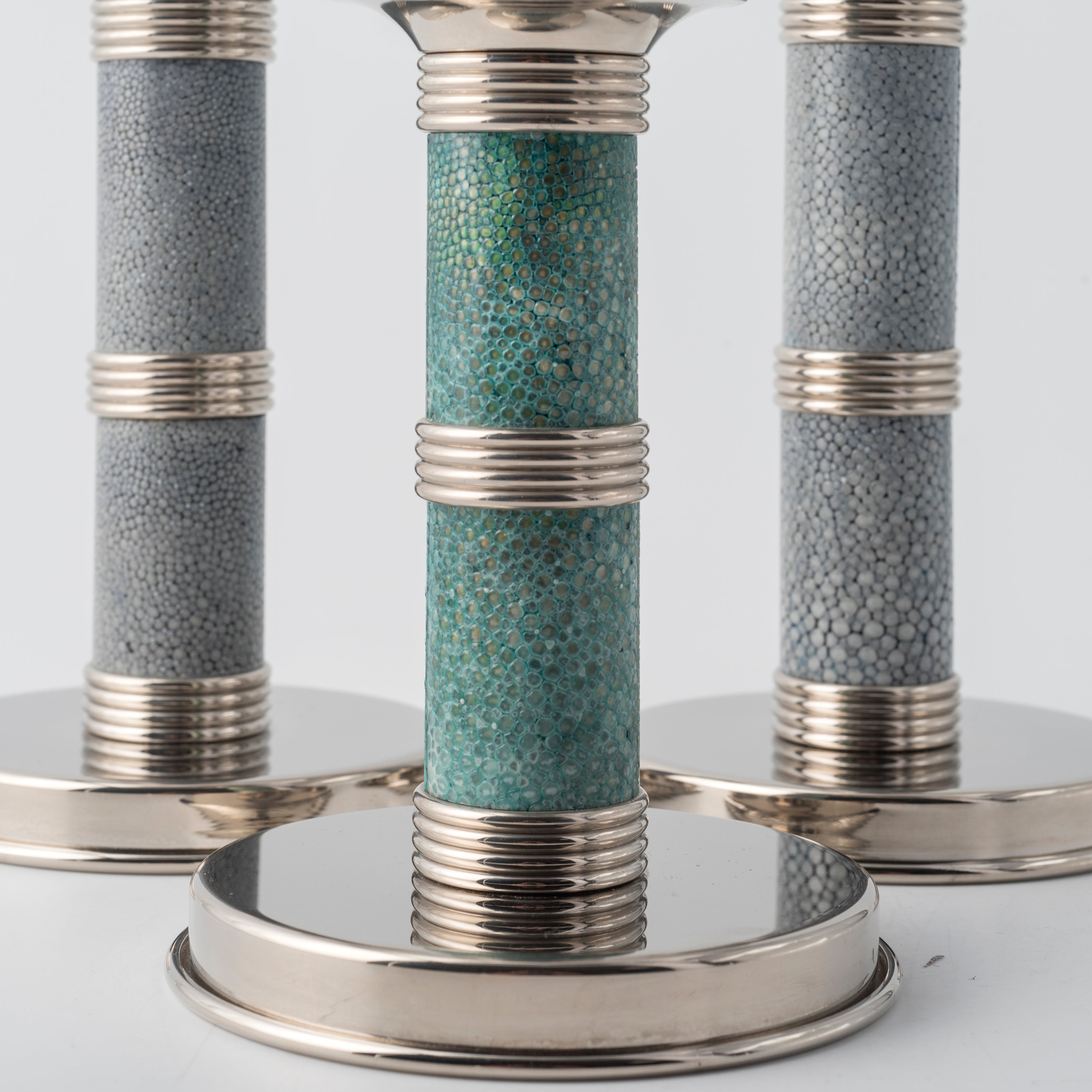 Candeliere in shagreen verde smeraldo - Collezione Galucharme di Nino Basso