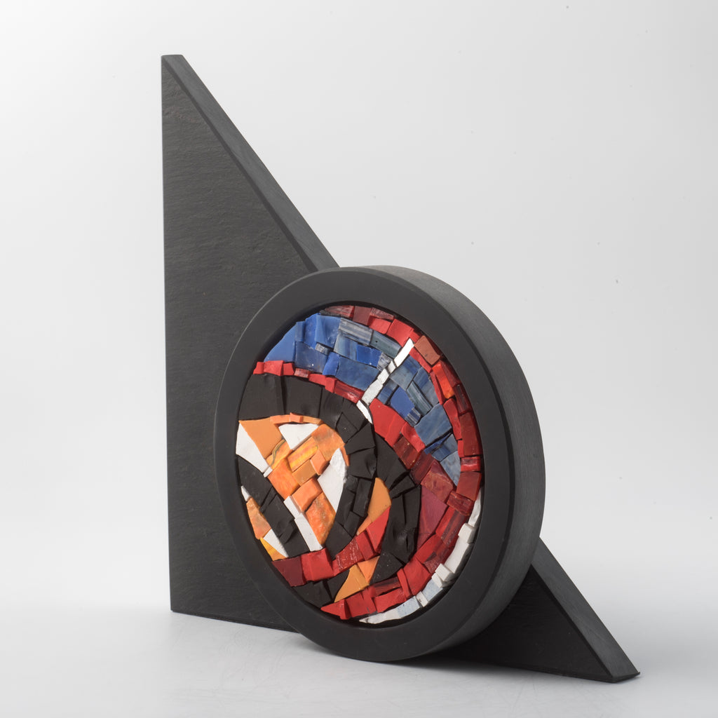 SOLAR EMBLEM - slate and mosaic sculpture - Unique piece