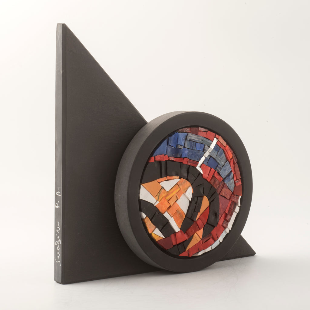SOLAR EMBLEM - slate and mosaic sculpture - Unique piece