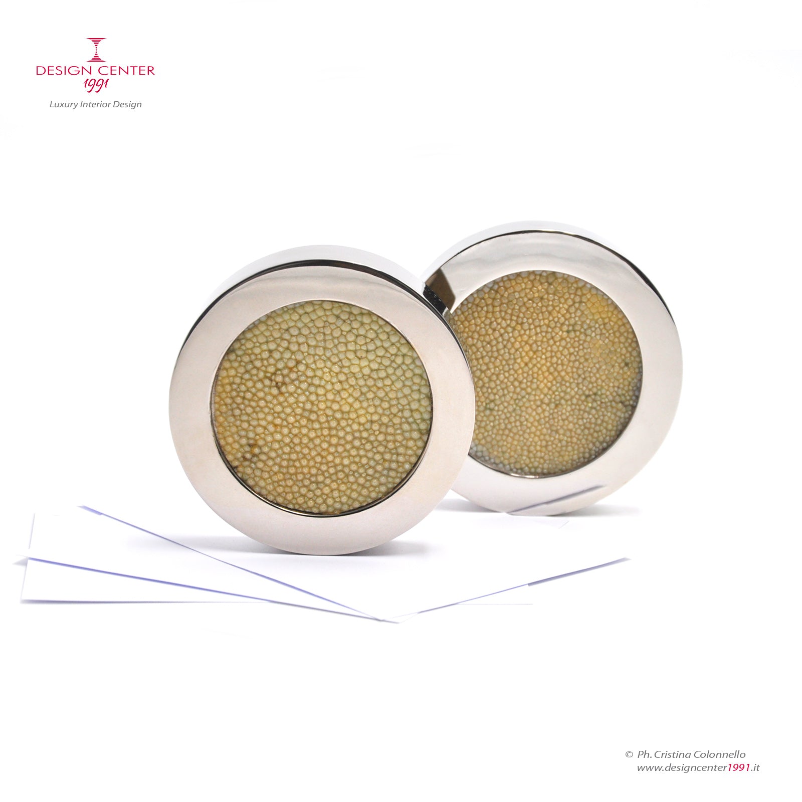 Fermacarte di design in pelle shagreen galuchat - Collezione Galucharme