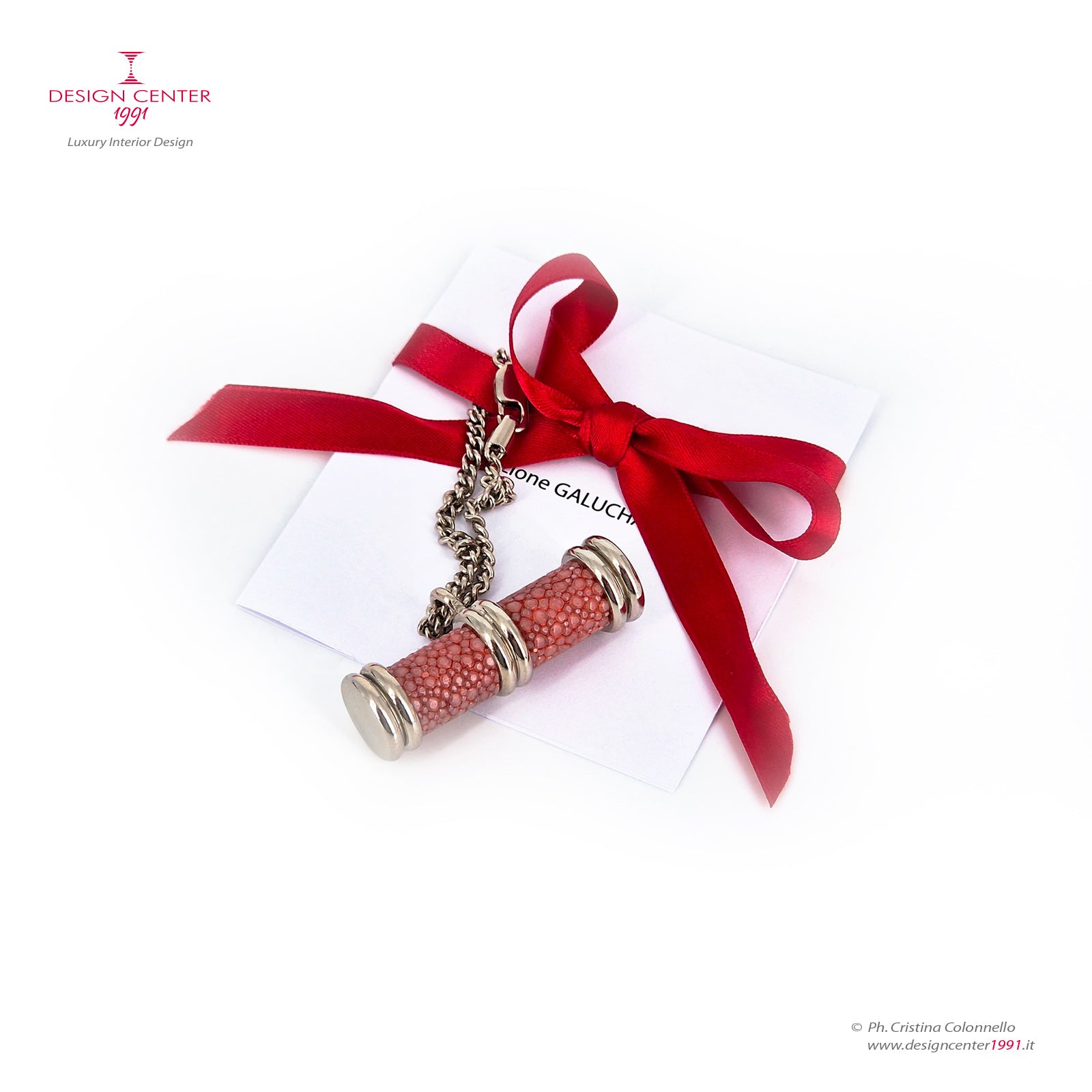 Portachiavi Galucharme rosa in pelle shagreen - Design Nino Basso