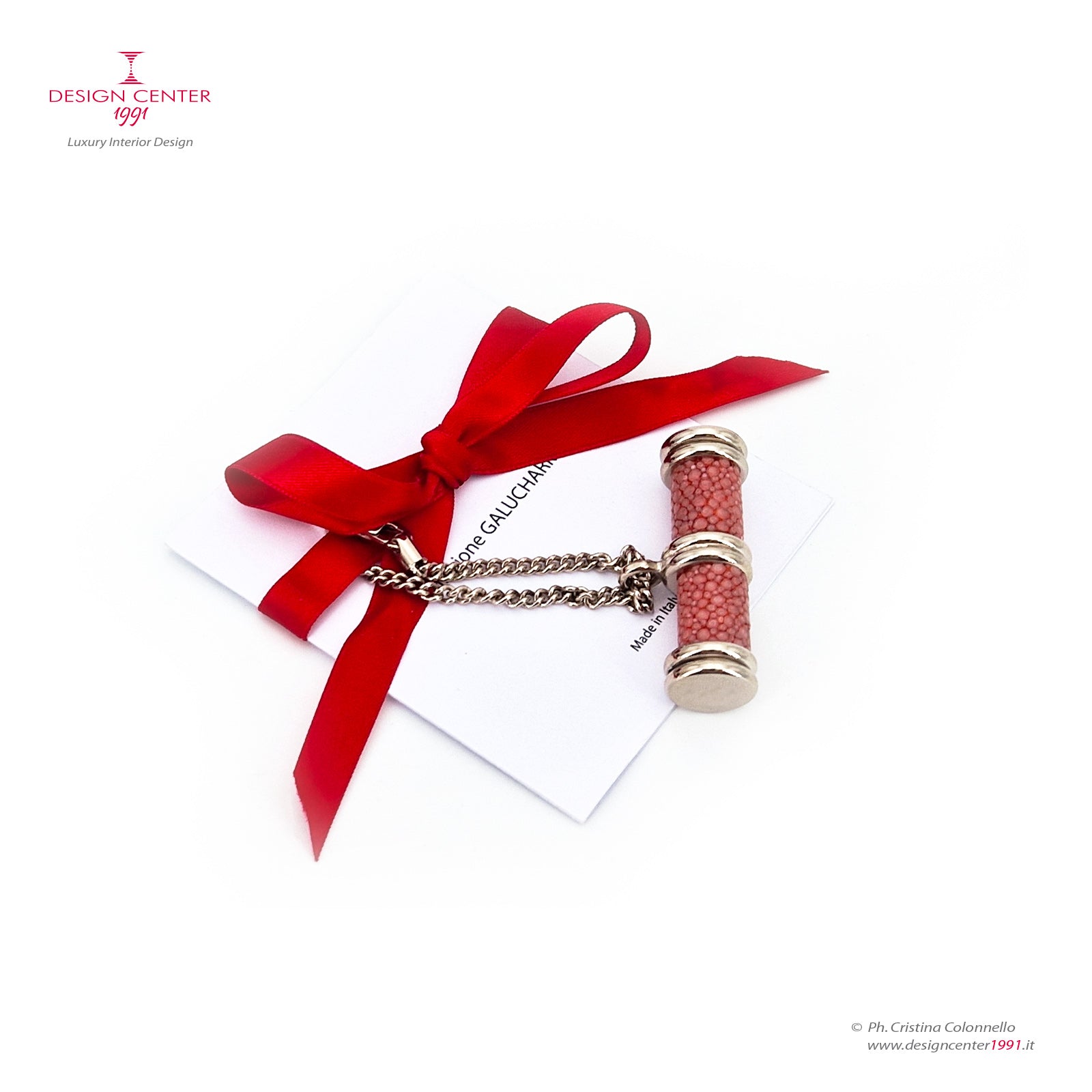 Portachiavi Galucharme rosa in pelle shagreen - Design Nino Basso