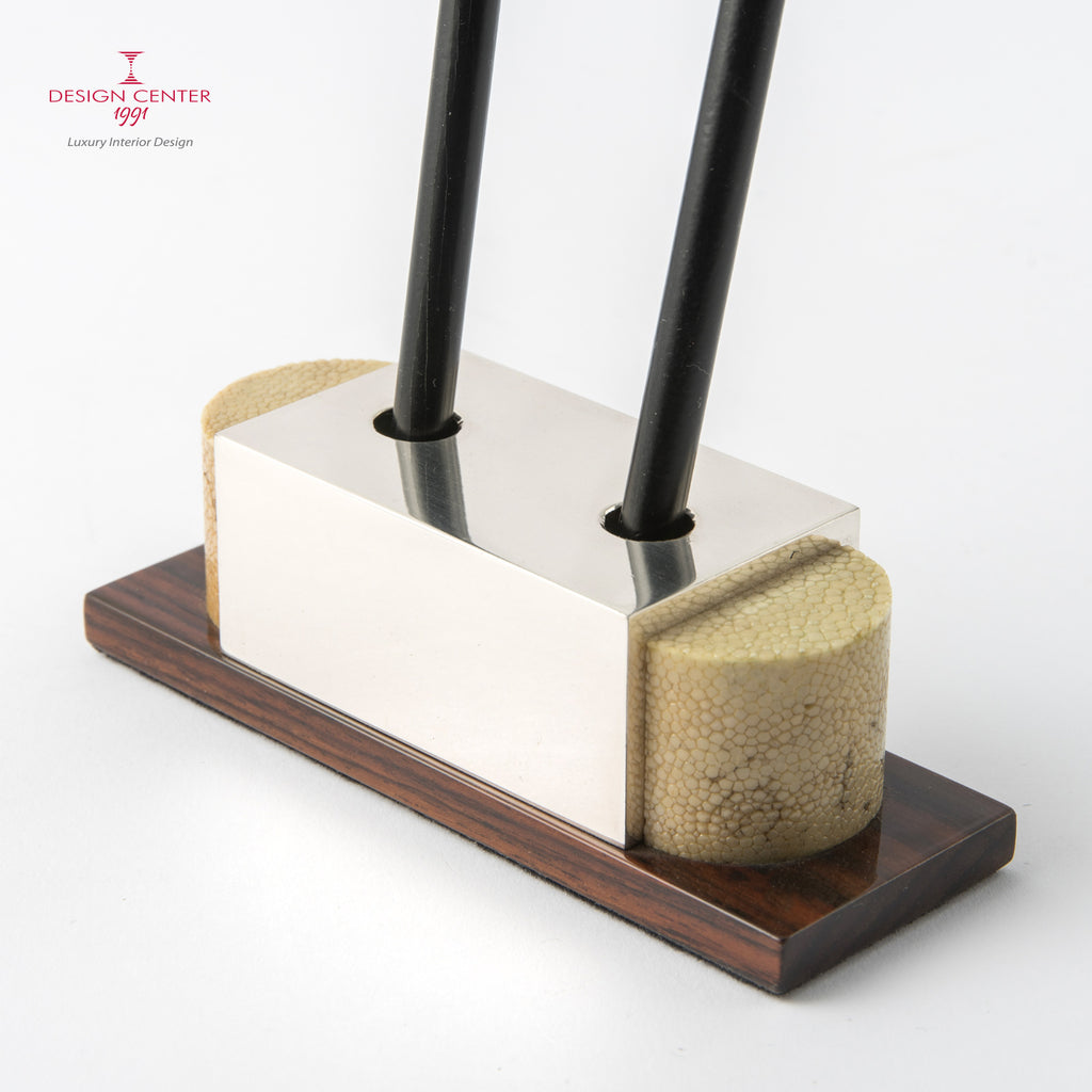 Portapenne Art Déco in argento e pelle shagreen - Collezione Galucharme