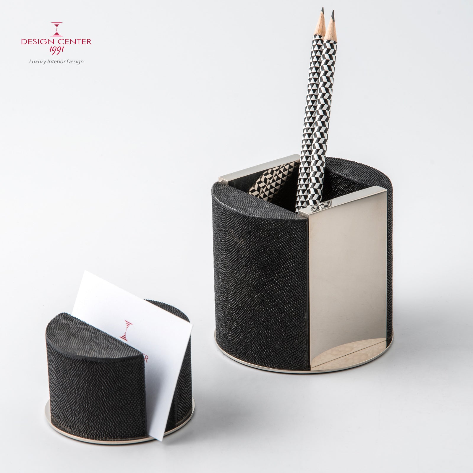 Black Sharkskin Desk Set