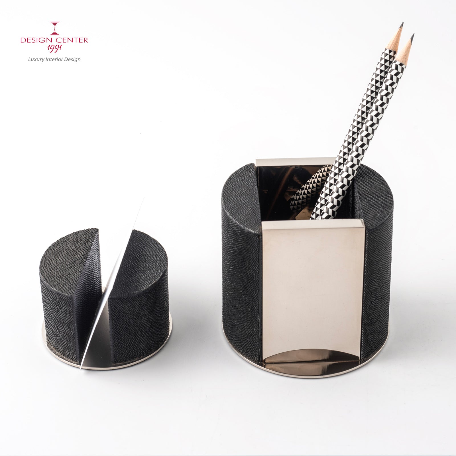 Black Sharkskin Desk Set