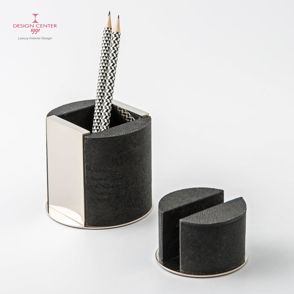 Black Sharkskin Desk Set