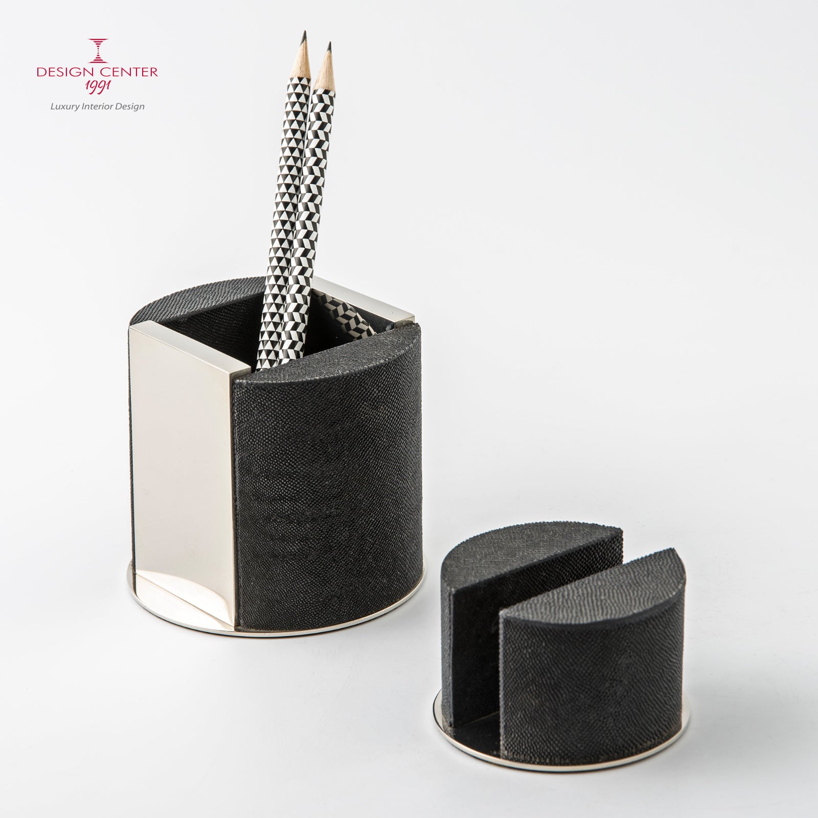 Black Sharkskin Desk Set