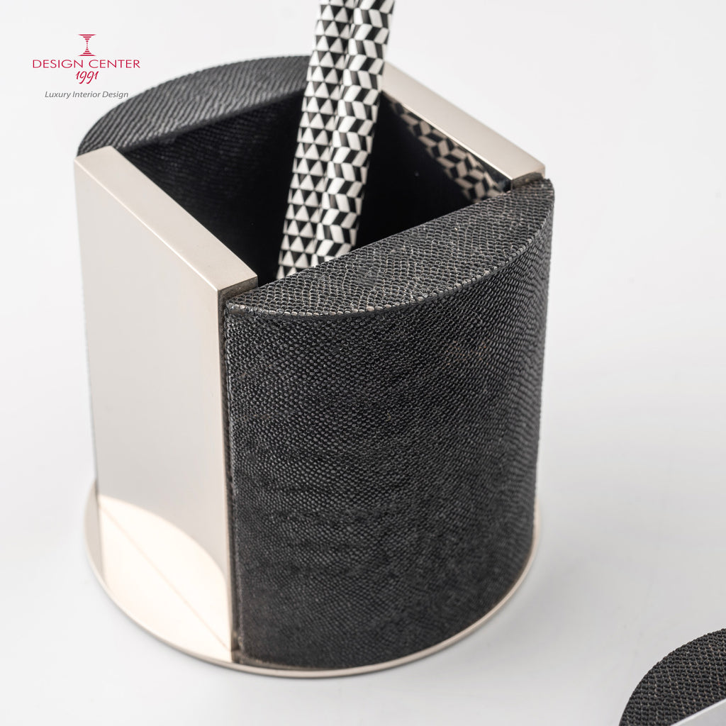 Black Sharkskin Desk Set