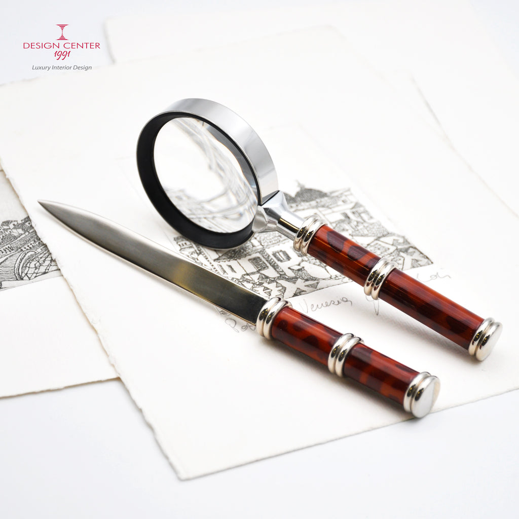 WANGOGH - Set lente e tagliacarte in laccato ambra scuro - Collezione Le Lacche