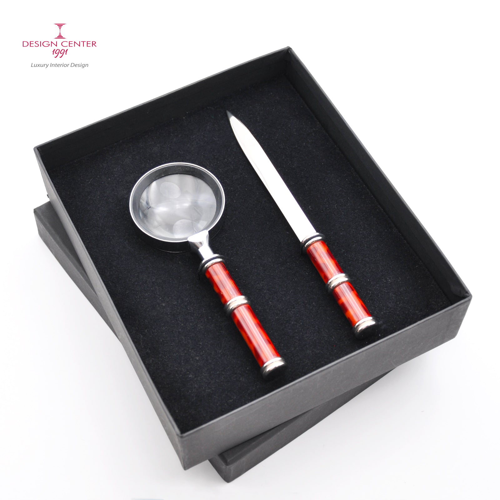 WANGOGH - Set lente e tagliacarte in laccato ambra scuro - Collezione Le Lacche