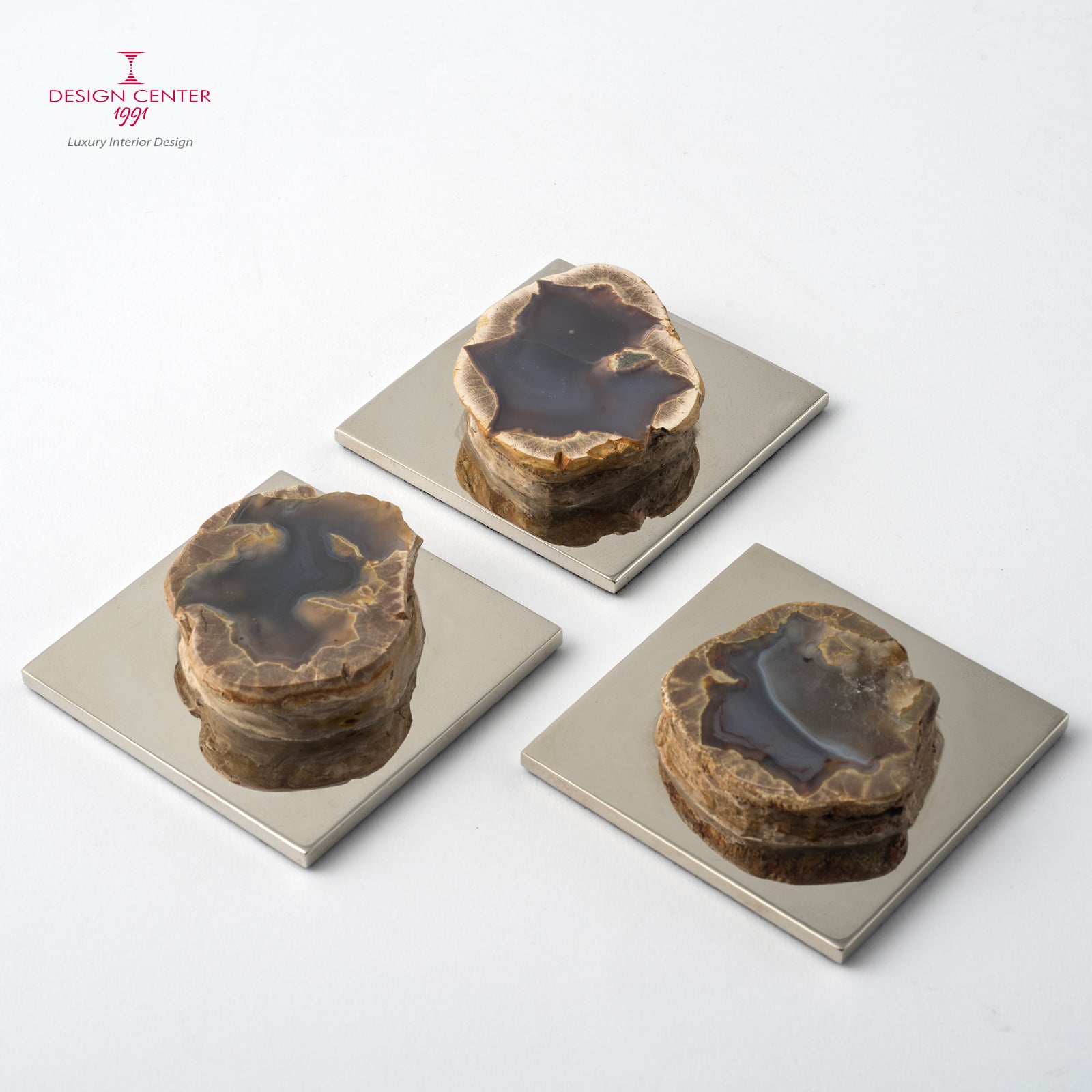 Fermacarte in ottone e geode di agata blu  #2  - Collezione Fossiline