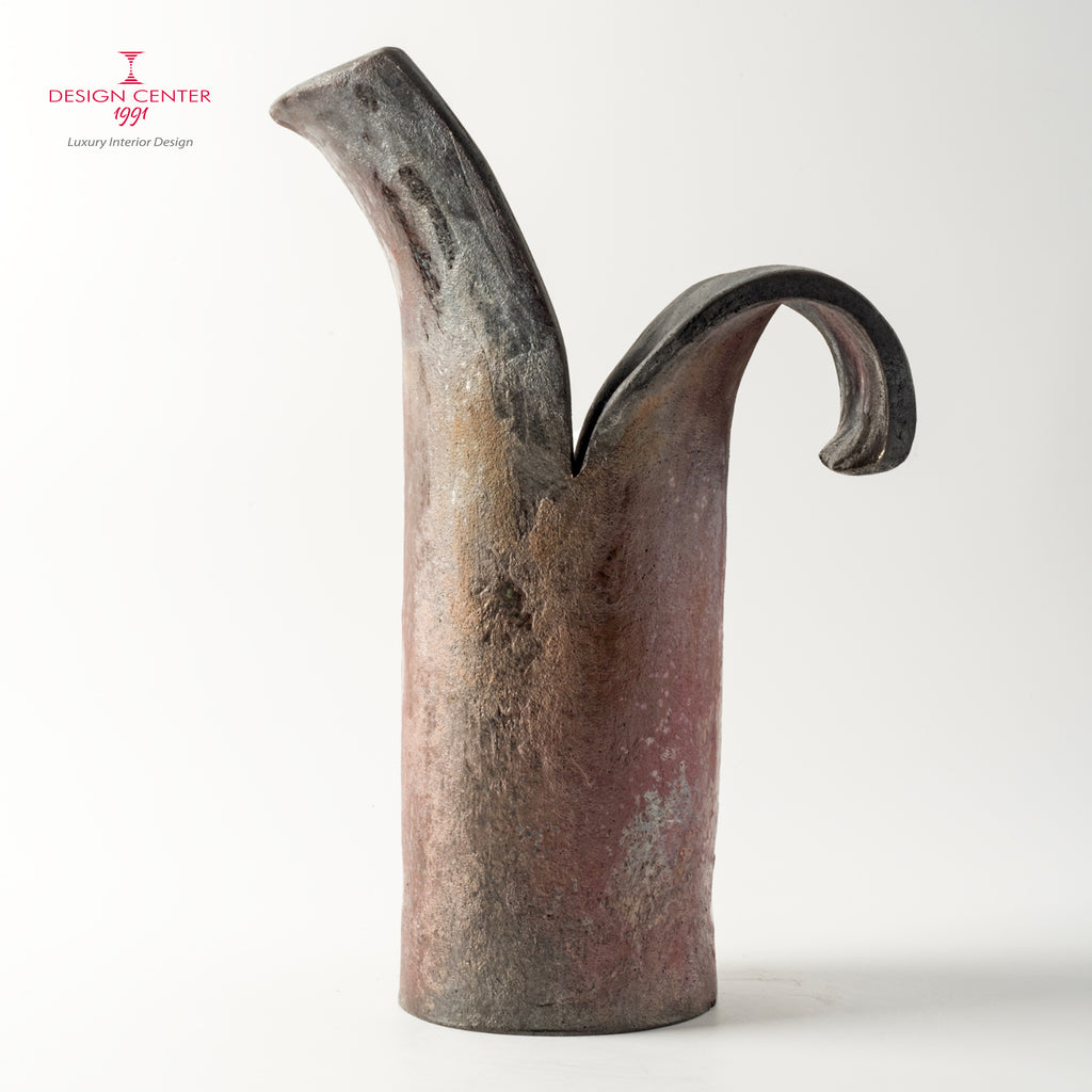 PETALI D'ORIENTE RAMATO - Vaso scultura in ceramica raku - Pezzo unico di Nino Basso