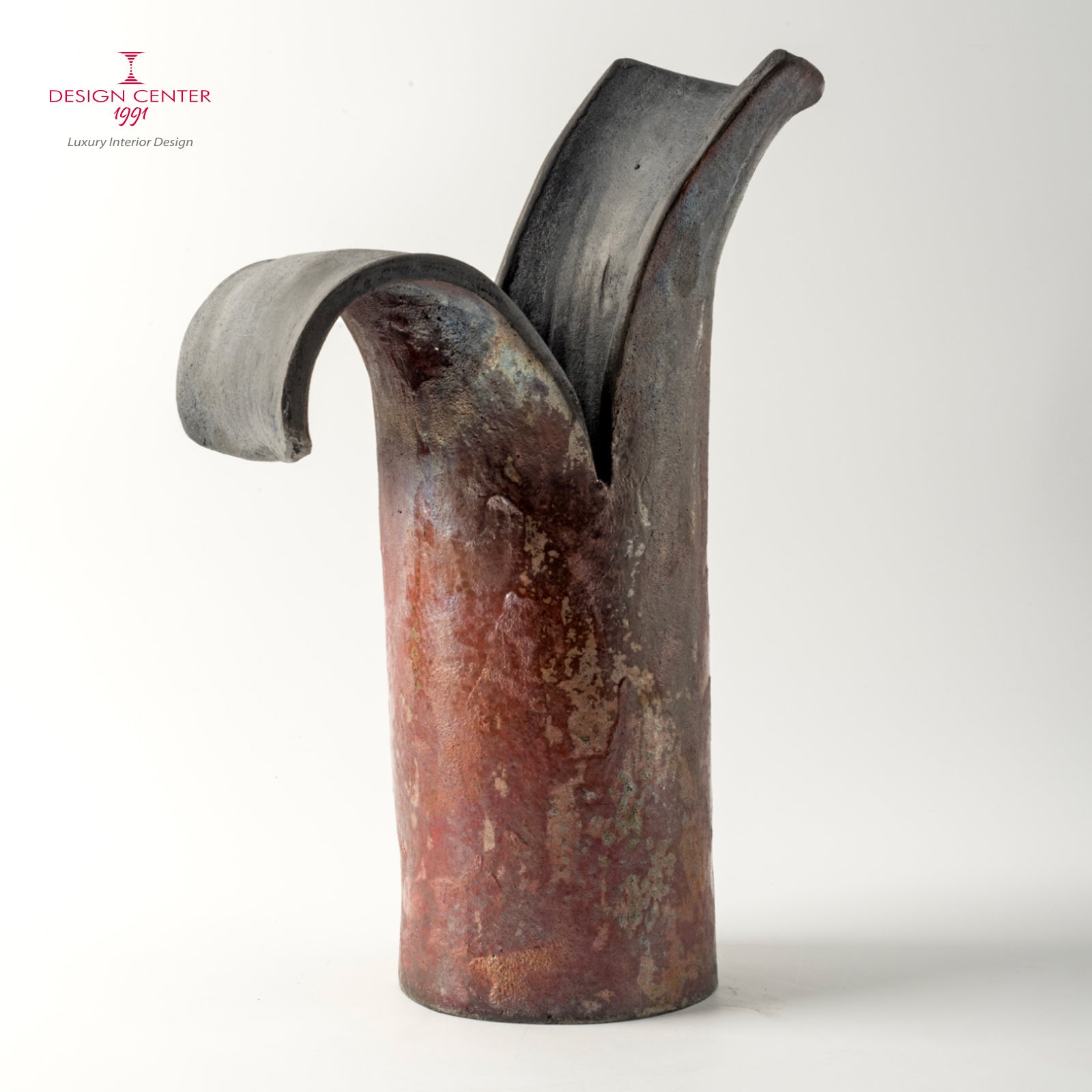 PETALI D'ORIENTE RAMATO - Vaso scultura in ceramica raku - Pezzo unico di Nino Basso