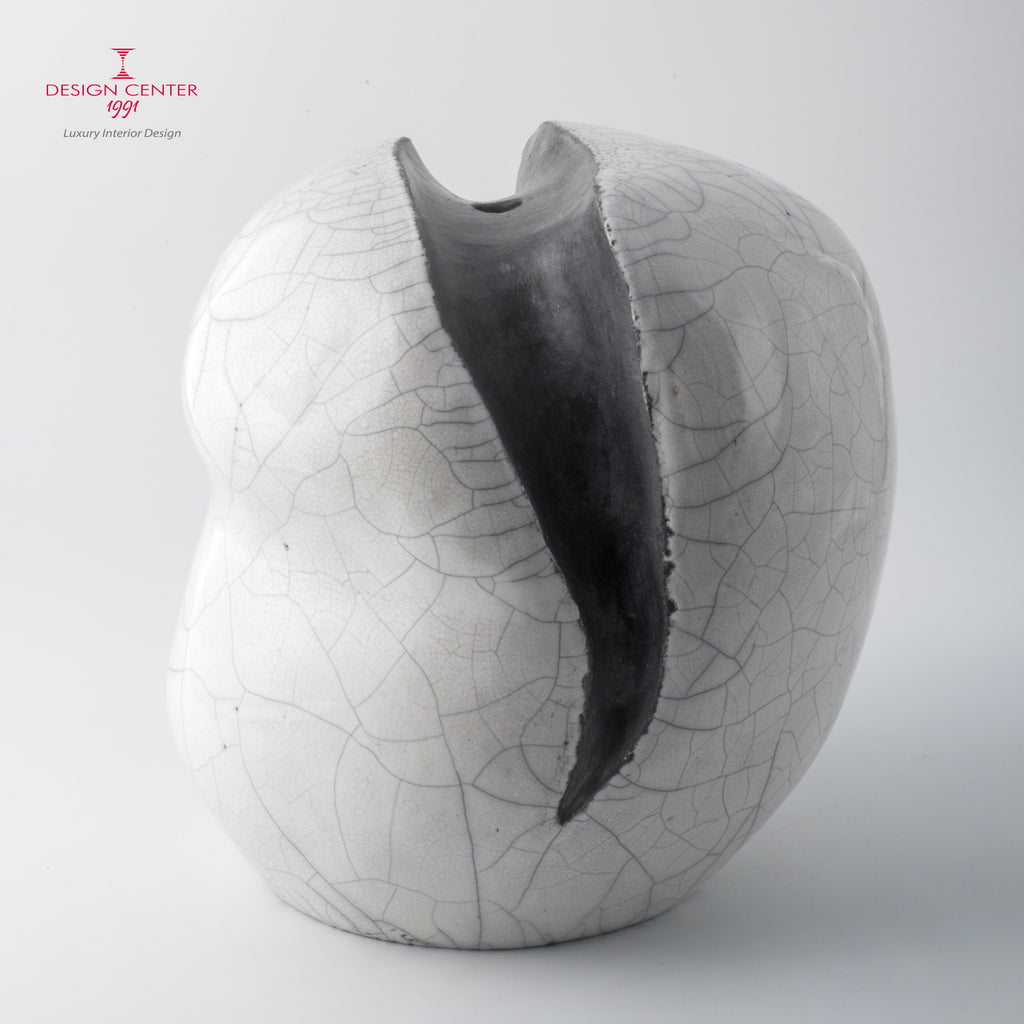 SGUARDO ALLA LUNA - Vaso scultura in ceramica raku - Pezzo unico di Nino Basso