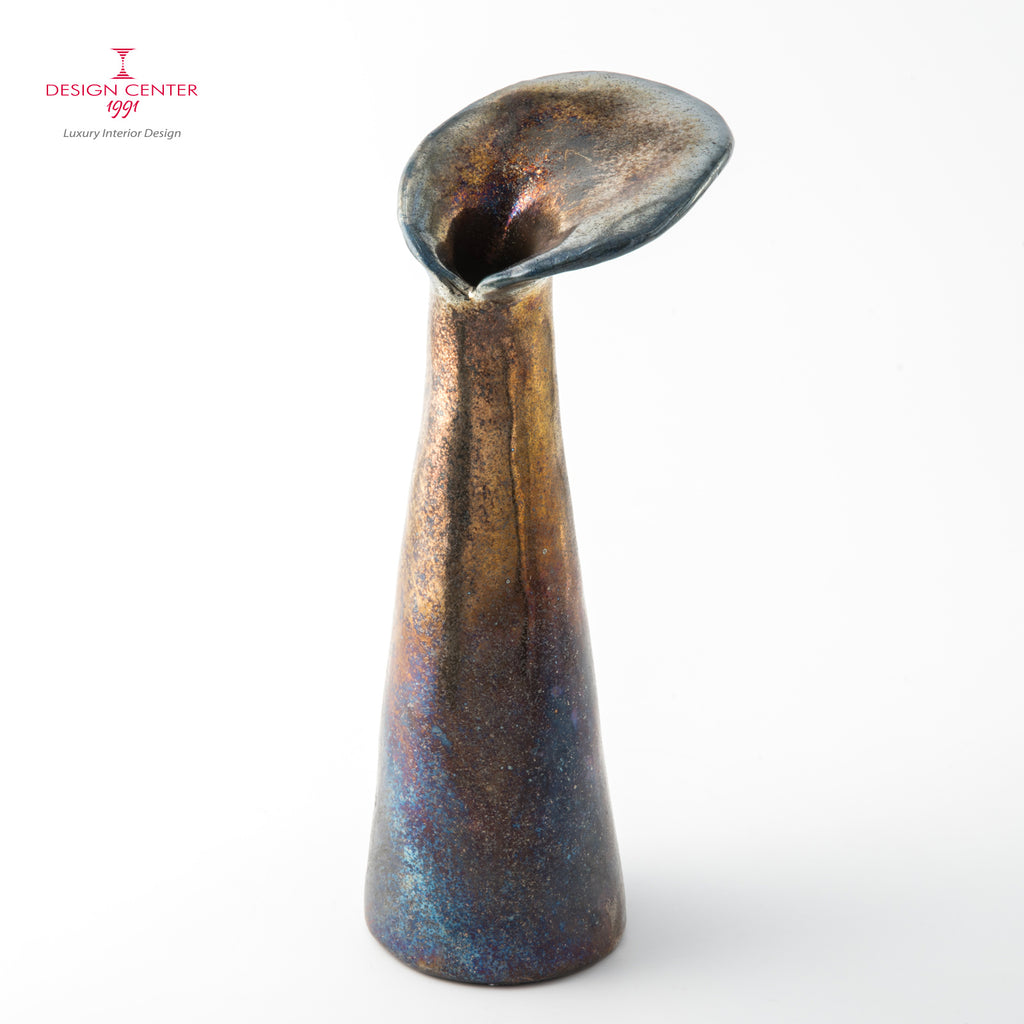 FIORI NELLA NOTTE  #2 - Vaso scultura in ceramica Raku - Pezzo unico di Nino Basso