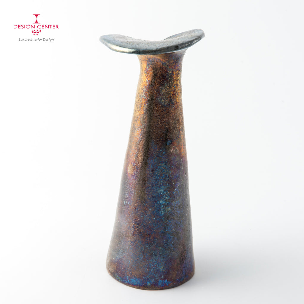 FIORI NELLA NOTTE  #2 - Vaso scultura in ceramica Raku - Pezzo unico di Nino Basso