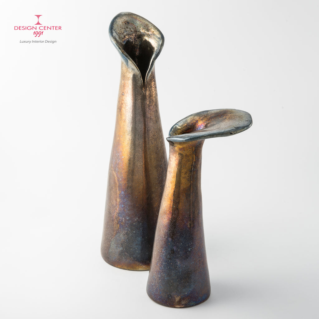 FIORI NELLA NOTTE  #2 - Vaso scultura in ceramica Raku - Pezzo unico di Nino Basso