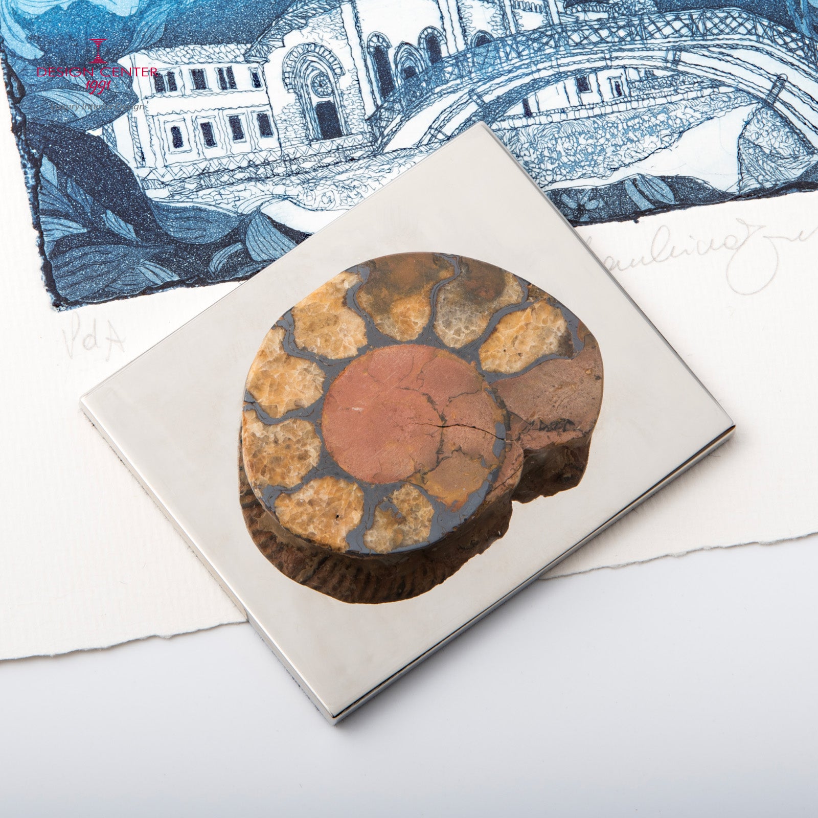Fermacarte con ammonite autentica #1 - Collezione Fossiline