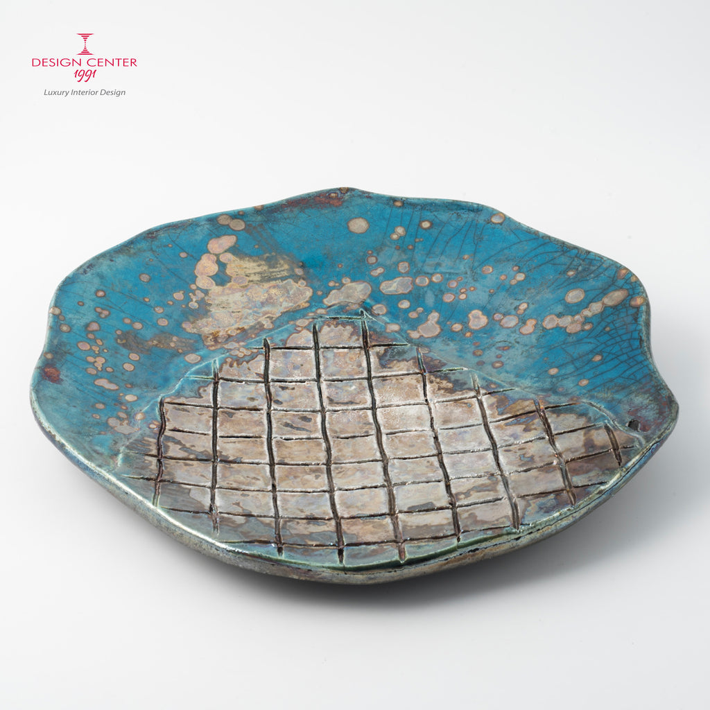 RIFLESSI VENEZIANI #1 - Piatto decorativo in ceramica raku - Pezzo unico di Nino Basso