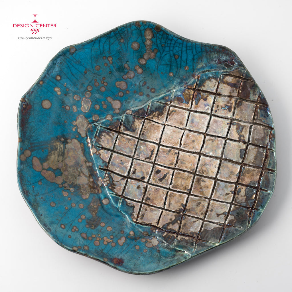 RIFLESSI VENEZIANI #1 - Piatto decorativo in ceramica raku - Pezzo unico di Nino Basso