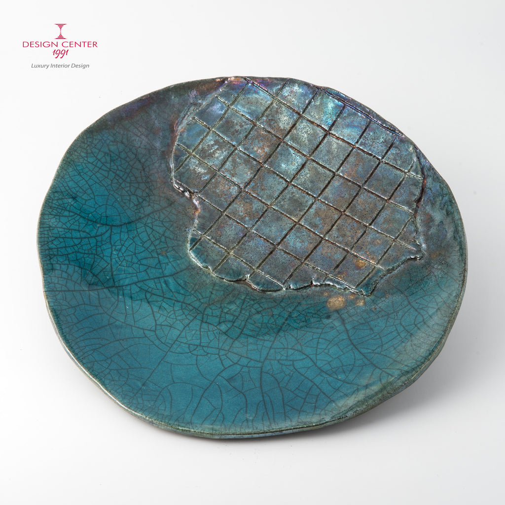 RIFLESSI VENEZIANI  #2 - Piatto decorativo in ceramica Raku - Pezzo unico di Nino Basso