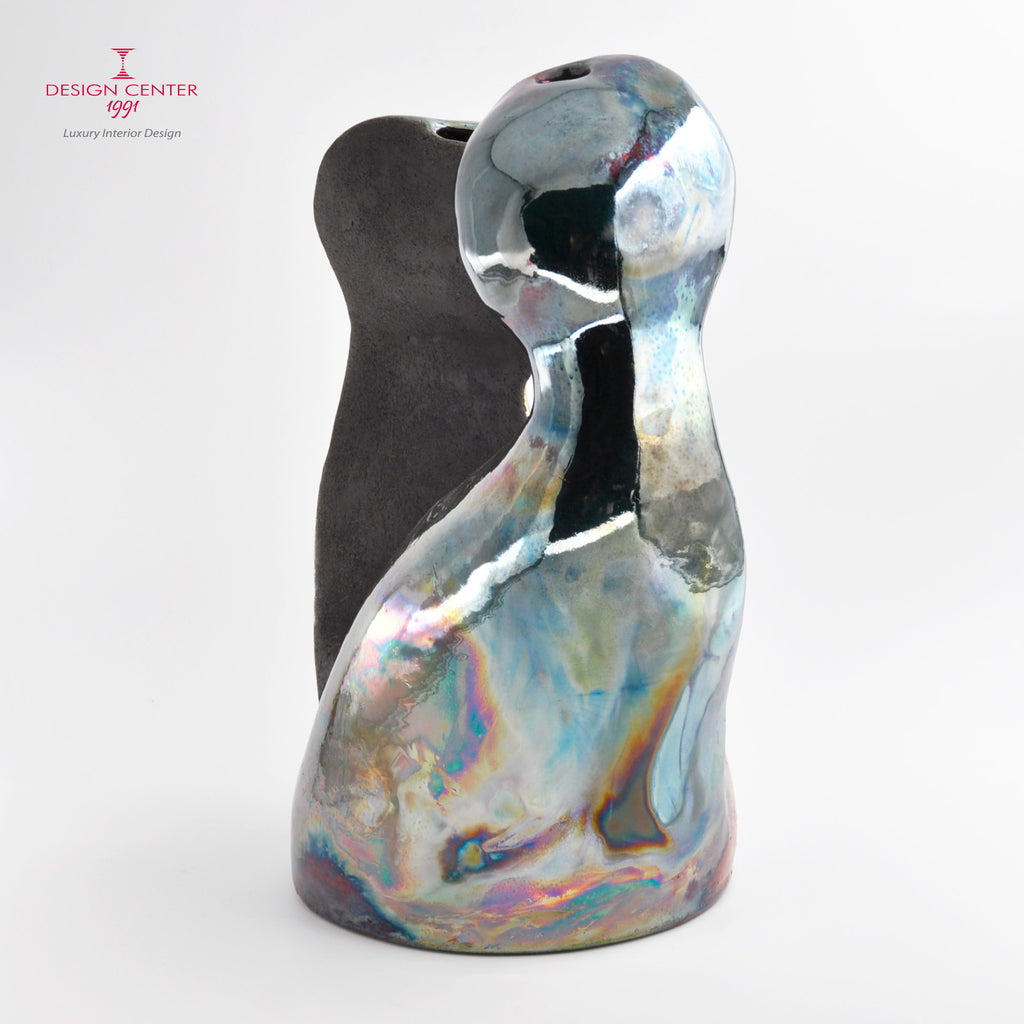 INTESA - Scultura in ceramica Raku -  Pezzo unico di Nino Basso
