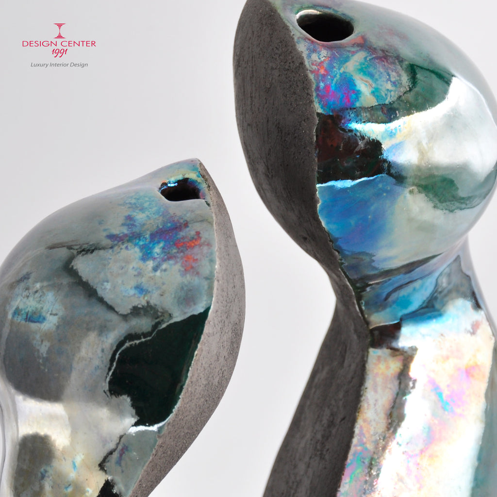 INTESA - Scultura in ceramica Raku -  Pezzo unico di Nino Basso