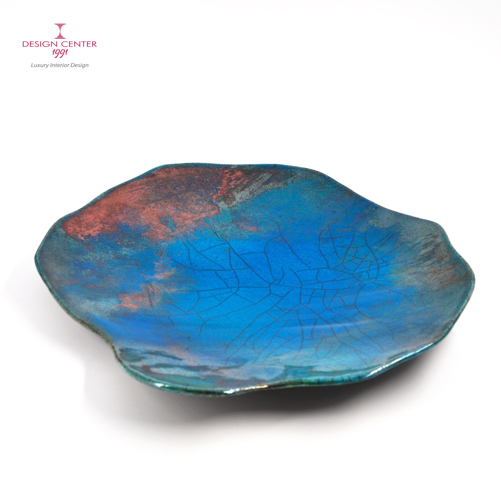 NUVOLA TURCHESE - Piatto-scultura in ceramica Raku - Pezzo unico di Nino Basso