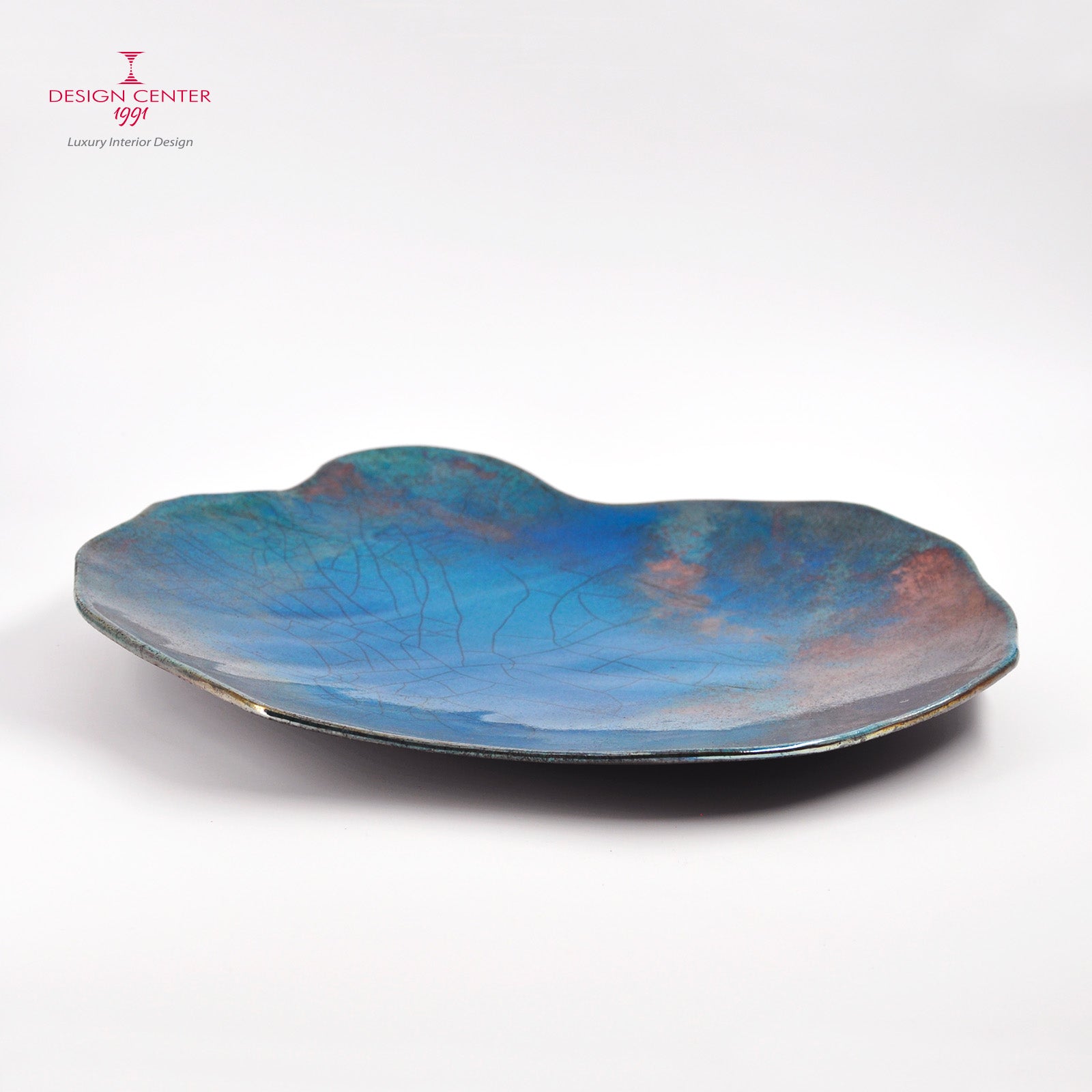 NUVOLA TURCHESE - Piatto-scultura in ceramica Raku - Pezzo unico di Nino Basso