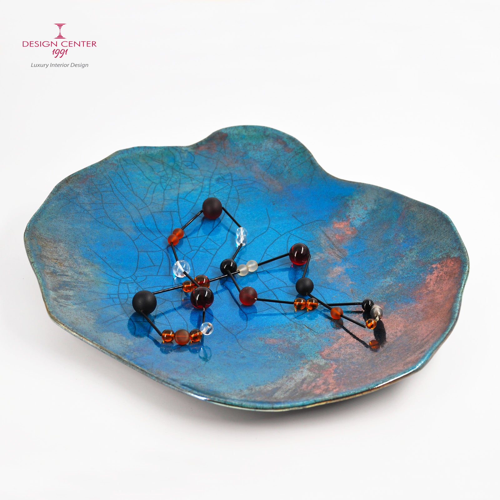 NUVOLA TURCHESE - Piatto-scultura in ceramica Raku - Pezzo unico di Nino Basso
