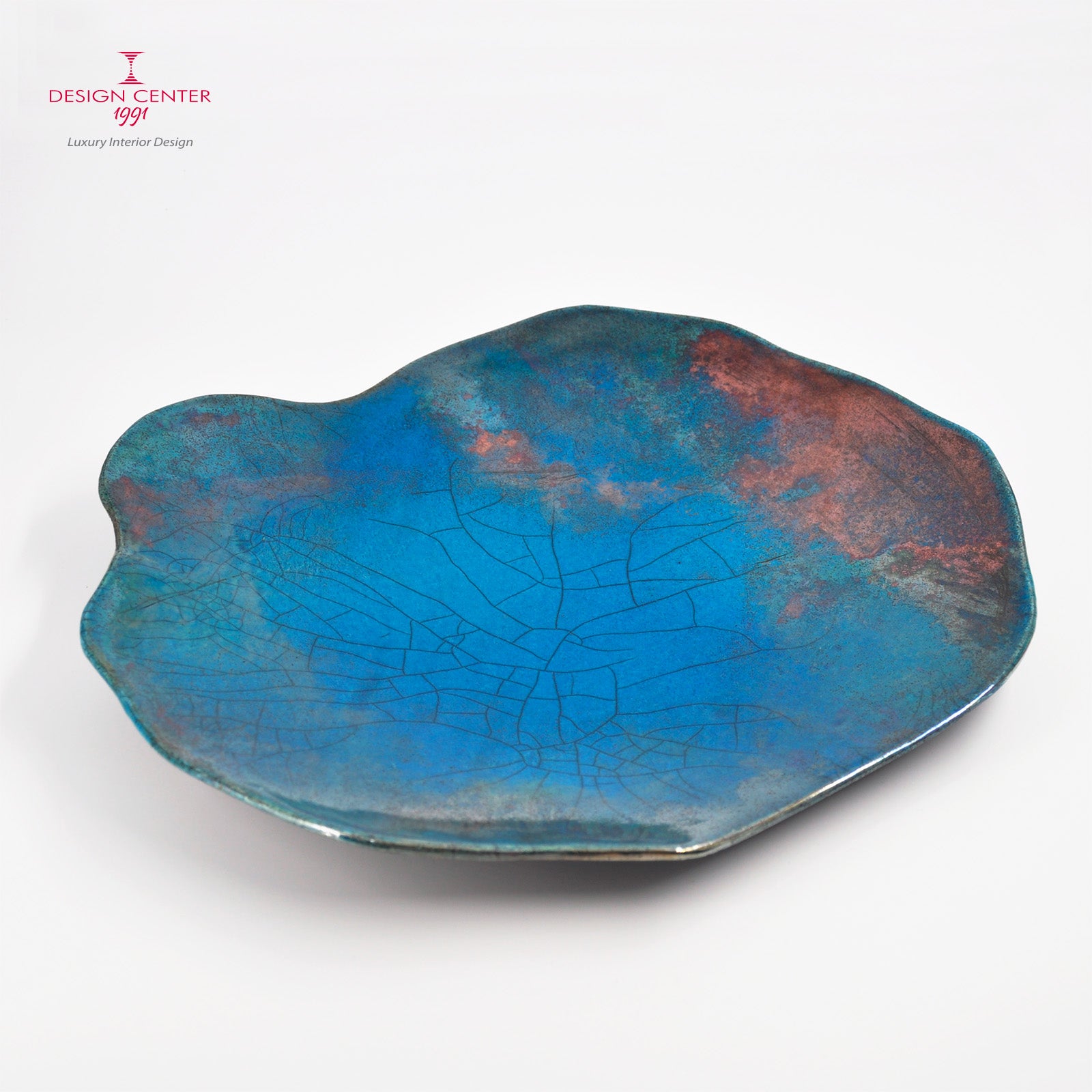 NUVOLA TURCHESE - Piatto-scultura in ceramica Raku - Pezzo unico di Nino Basso