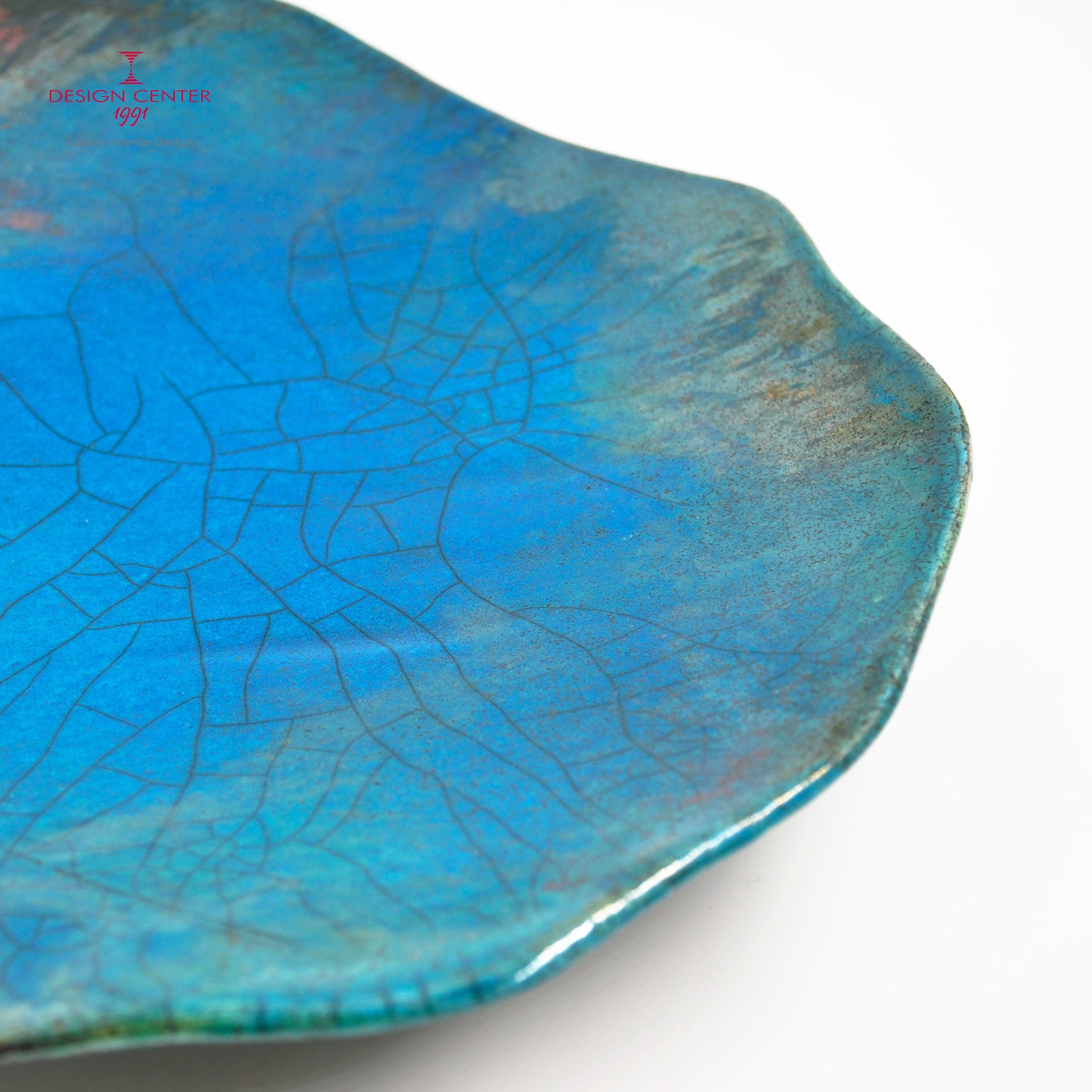 NUVOLA TURCHESE - Piatto-scultura in ceramica Raku - Pezzo unico di Nino Basso
