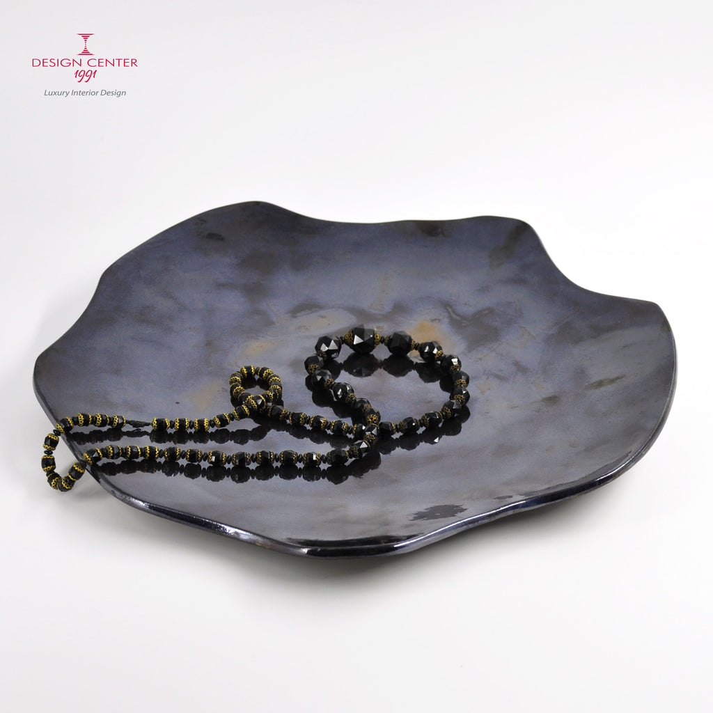 NOTTE STELLATA #1 - Piatto decorativo in ceramica - Pezzo unico di Nino Basso