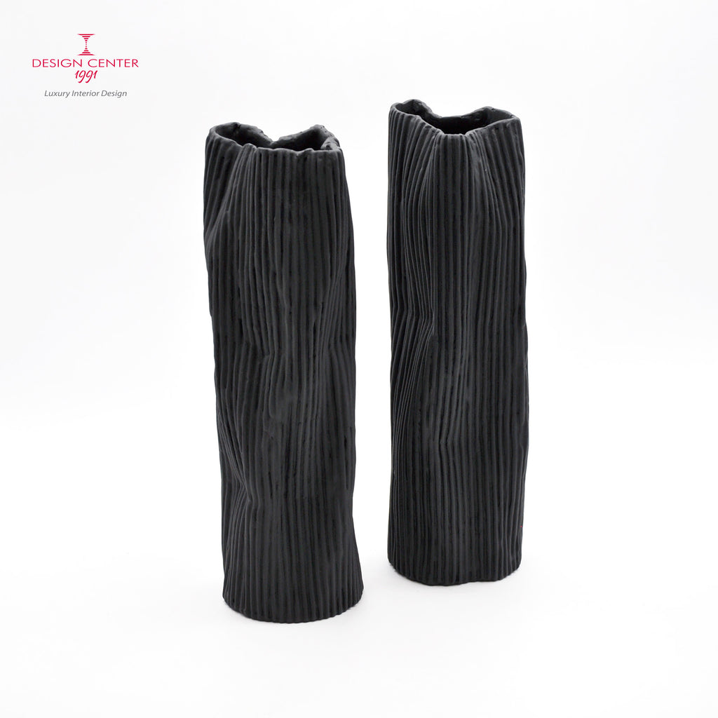 PAESAGGIO 25 BLACK - Coppia vasi in porcellana paperclay #2 - Set unico di Nino Basso