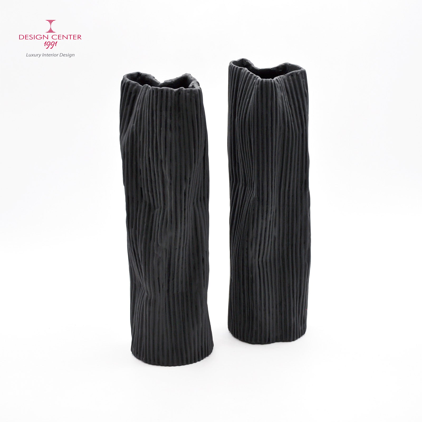 PAESAGGIO 25 BLACK - Coppia vasi in porcellana paperclay #2 - Set unico di Nino Basso