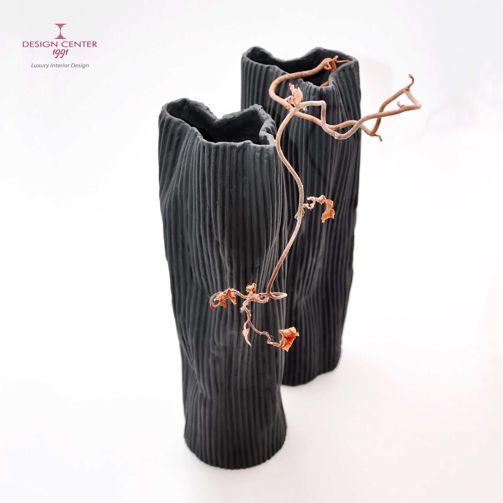PAESAGGIO 25 BLACK - Coppia vasi in porcellana paperclay #2 - Set unico di Nino Basso