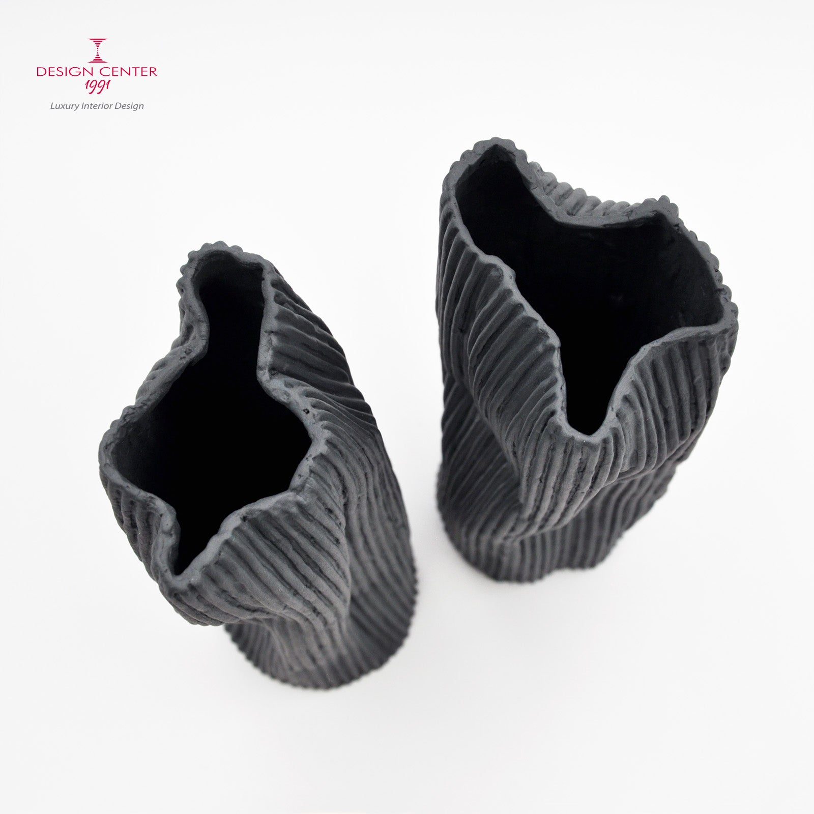 PAESAGGIO 25 BLACK - Coppia vasi in porcellana paperclay #2 - Set unico di Nino Basso