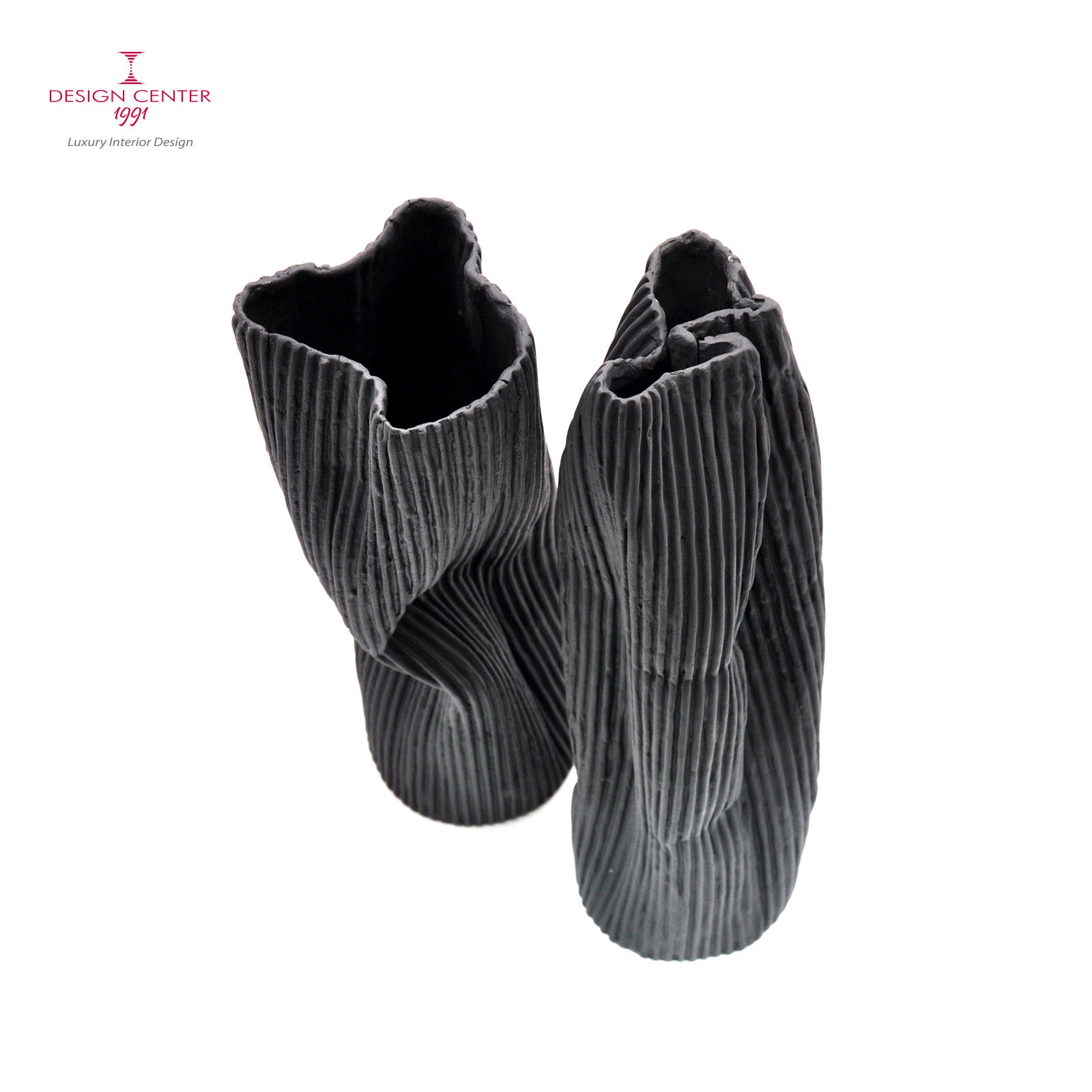 PAESAGGIO 25 BLACK - Coppia vasi in porcellana paperclay #1  - Set unico di Nino Basso