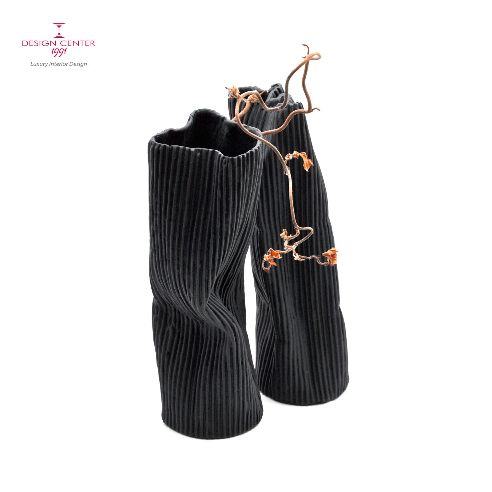 PAESAGGIO 25 BLACK - Coppia vasi in porcellana paperclay #1  - Set unico di Nino Basso