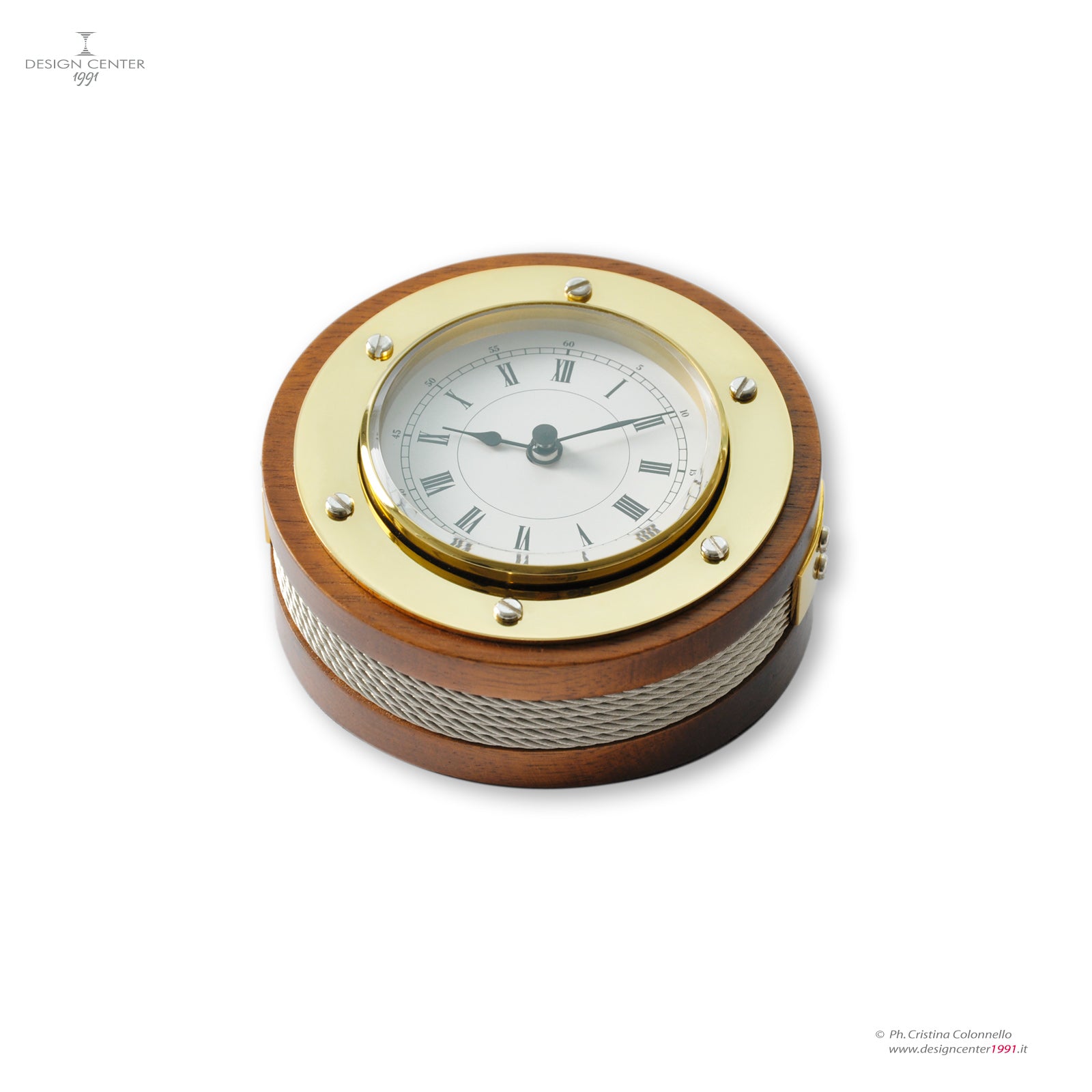 RITMI MARINI - Orologio da tavolo in mogano con dettagli nautici