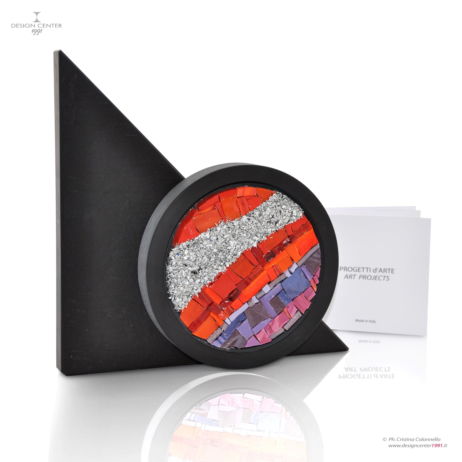 SATURNO - scultura in ardesia e mosaico -  Pezzo unico di Nino Basso