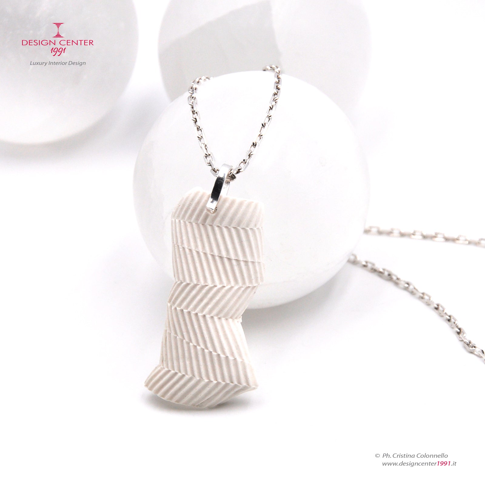 "Raggidiluna" Necklace - Hand-modeled Paperclay Porcelain - 925 Silver - Unique Piece Design with Pendant-Porcelain Sculpture #2
