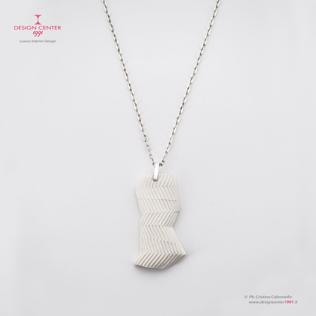 "Raggidiluna" Necklace - Hand-modeled Paperclay Porcelain - 925 Silver - Unique Piece Design with Pendant-Porcelain Sculpture #2