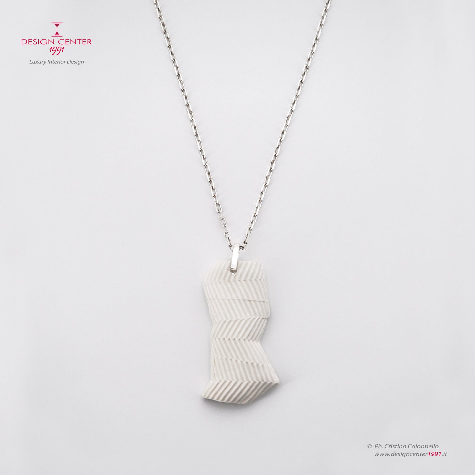 "Raggidiluna" Necklace - Hand-modeled Paperclay Porcelain - 925 Silver - Unique Piece Design with Pendant-Porcelain Sculpture #2
